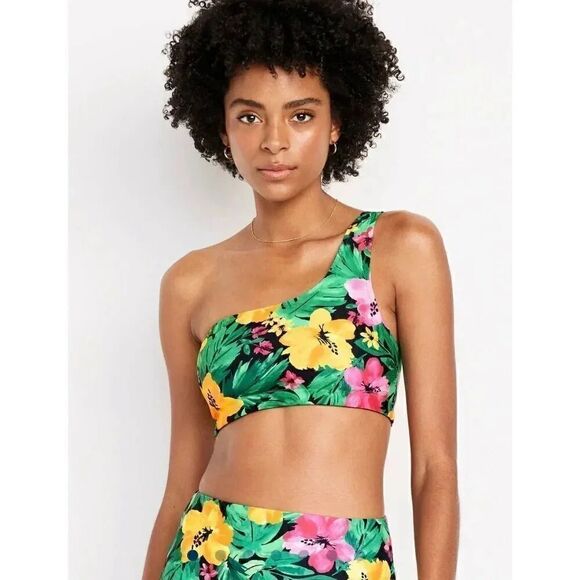 Old Navy Printed One-Shoulder  Bikini Swim Top  & Bottoms Set SZ XS #2102 - Picture 1 of 16